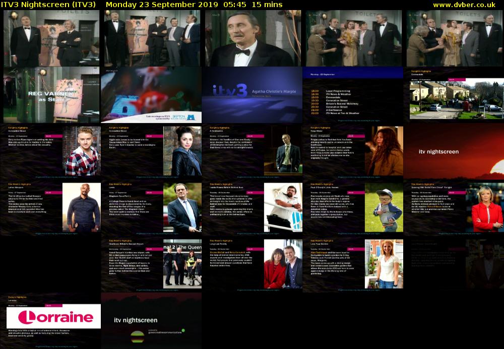 ITV3 Nightscreen (ITV3) Monday 23 September 2019 05:45 - 06:00