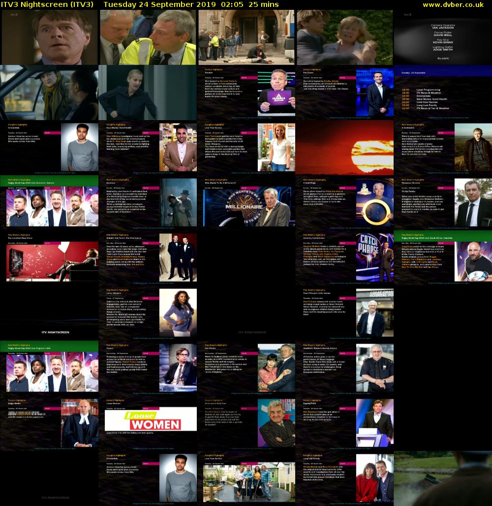 ITV3 Nightscreen (ITV3) Tuesday 24 September 2019 02:05 - 02:30