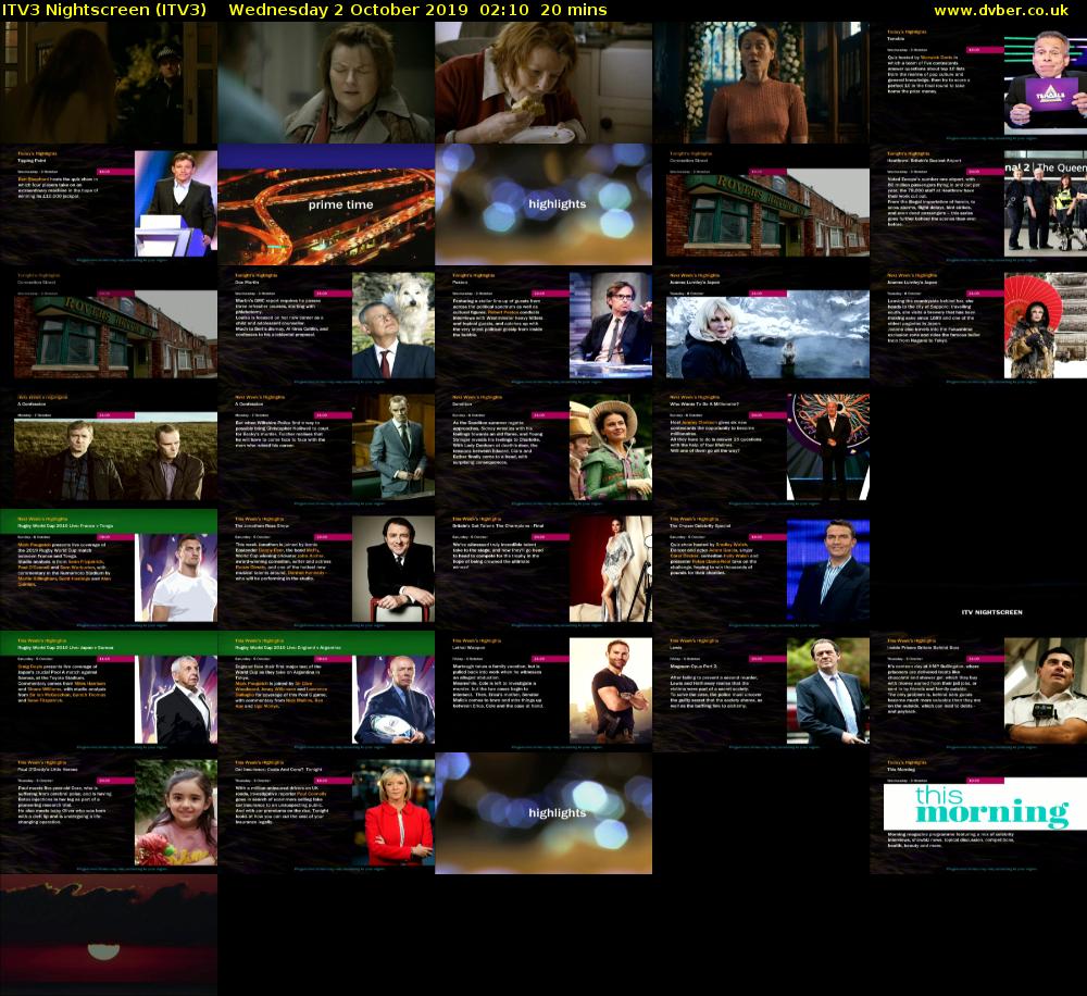 ITV3 Nightscreen (ITV3) Wednesday 2 October 2019 02:10 - 02:30