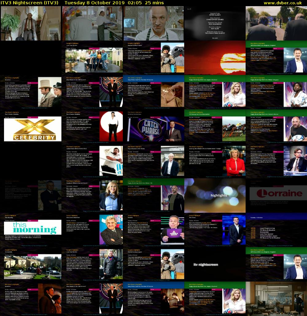 ITV3 Nightscreen (ITV3) Tuesday 8 October 2019 02:05 - 02:30
