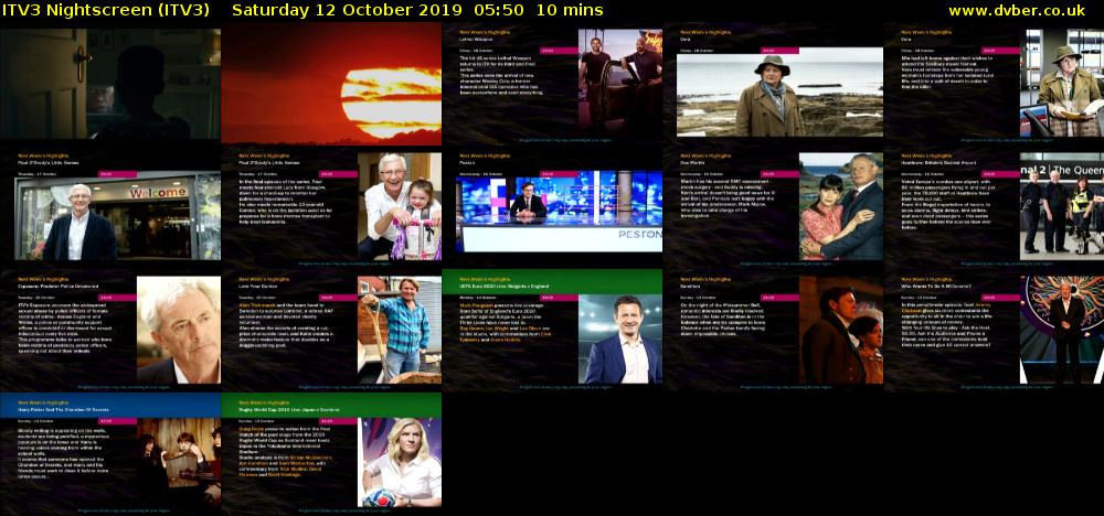 ITV3 Nightscreen (ITV3) Saturday 12 October 2019 05:50 - 06:00