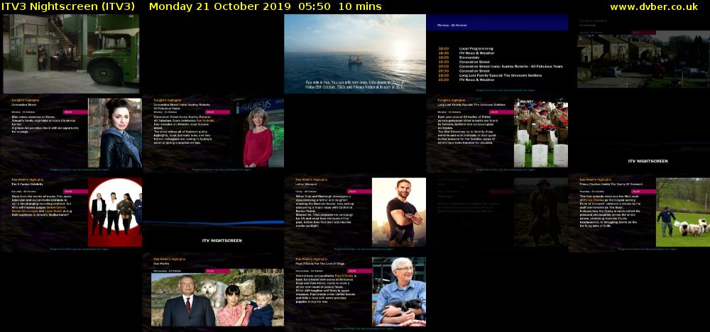 ITV3 Nightscreen (ITV3) Monday 21 October 2019 05:50 - 06:00