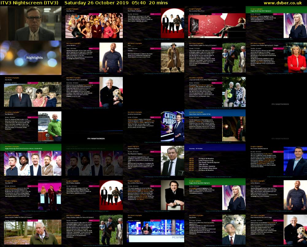 ITV3 Nightscreen (ITV3) Saturday 26 October 2019 05:40 - 06:00