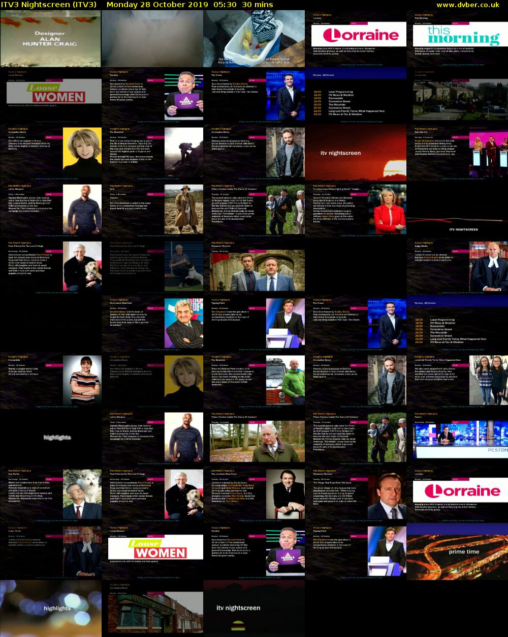 ITV3 Nightscreen (ITV3) Monday 28 October 2019 05:30 - 06:00