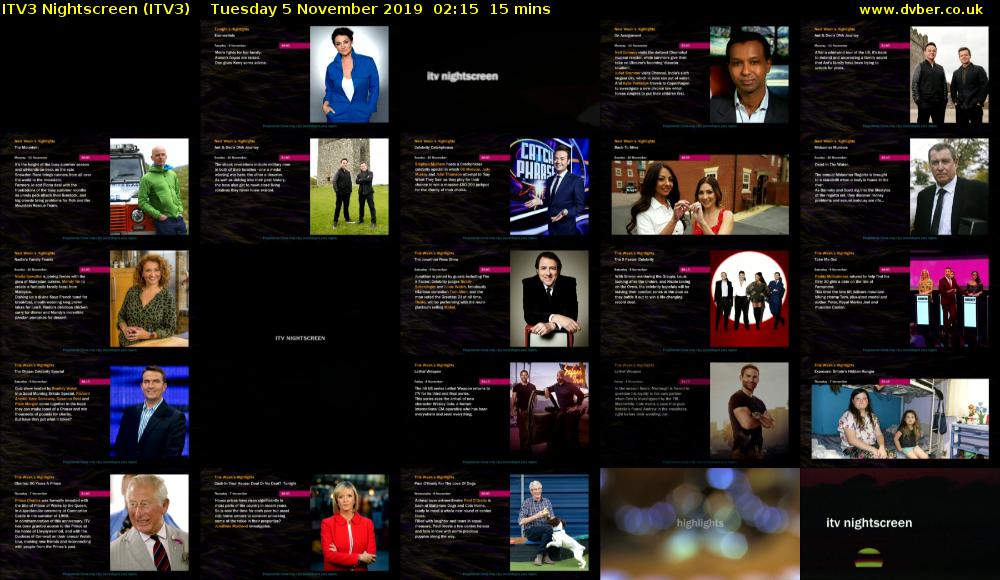 ITV3 Nightscreen (ITV3) Tuesday 5 November 2019 02:15 - 02:30