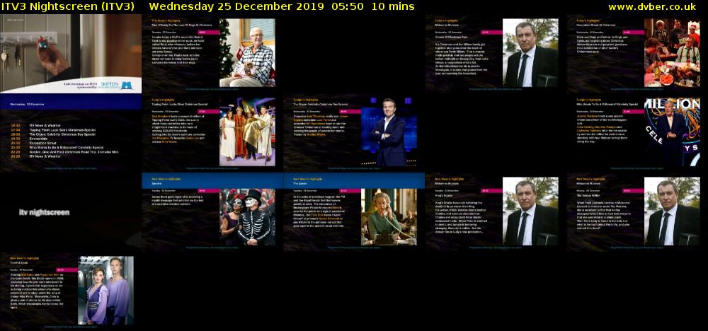 ITV3 Nightscreen (ITV3) Wednesday 25 December 2019 05:50 - 06:00