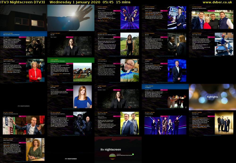 ITV3 Nightscreen (ITV3) Wednesday 1 January 2020 05:45 - 06:00