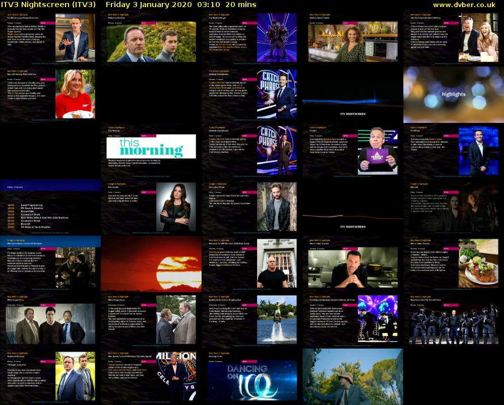 ITV3 Nightscreen (ITV3) Friday 3 January 2020 03:10 - 03:30