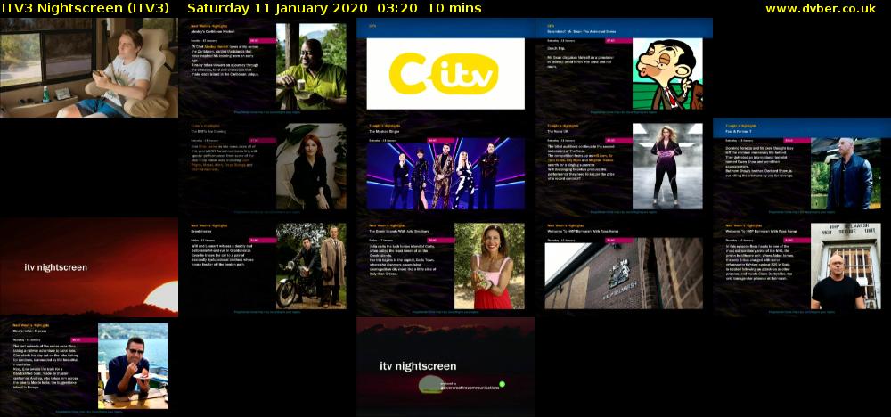 ITV3 Nightscreen (ITV3) Saturday 11 January 2020 03:20 - 03:30