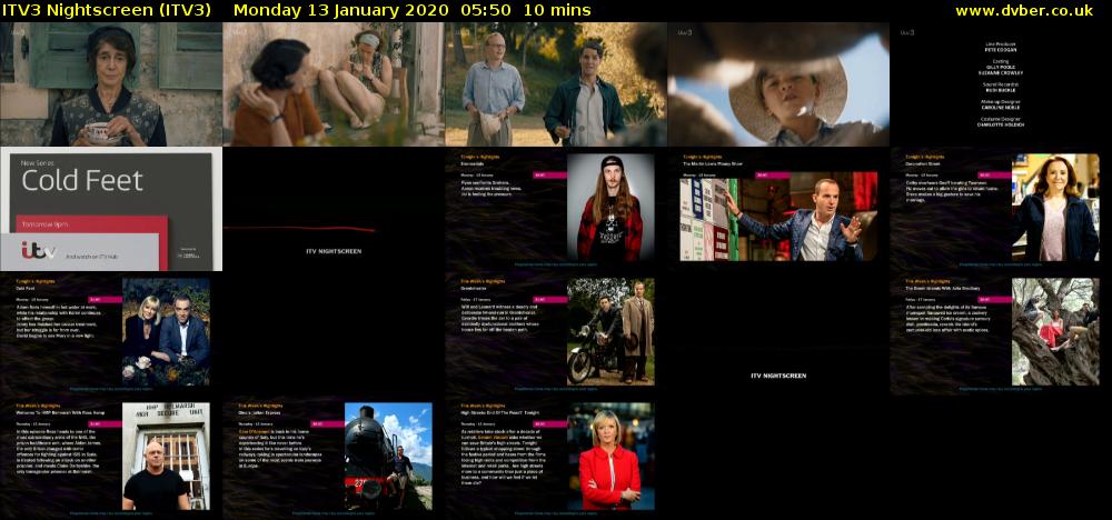 ITV3 Nightscreen (ITV3) Monday 13 January 2020 05:50 - 06:00