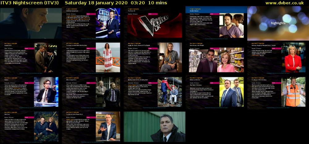 ITV3 Nightscreen (ITV3) Saturday 18 January 2020 03:20 - 03:30