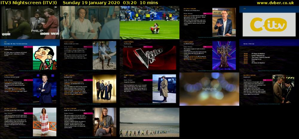 ITV3 Nightscreen (ITV3) Sunday 19 January 2020 03:20 - 03:30