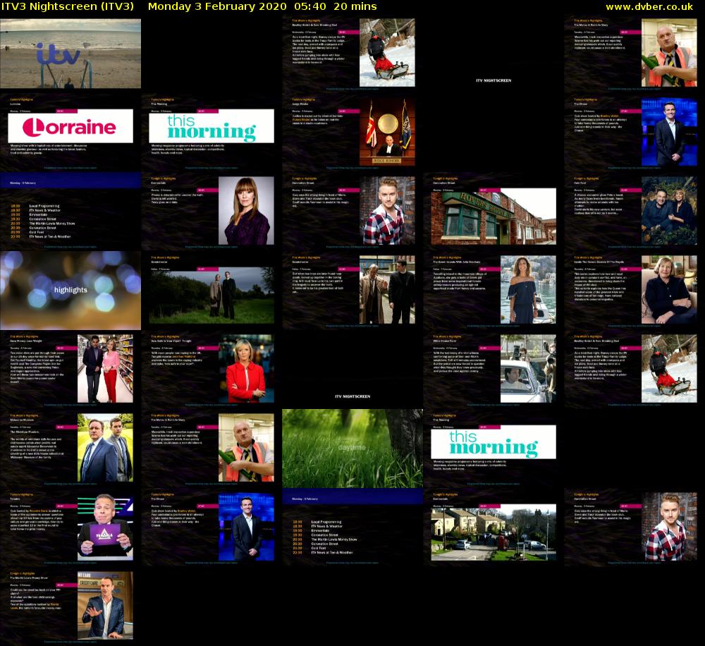 ITV3 Nightscreen (ITV3) Monday 3 February 2020 05:40 - 06:00