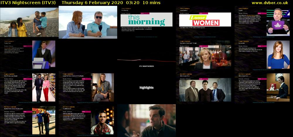 ITV3 Nightscreen (ITV3) Thursday 6 February 2020 03:20 - 03:30