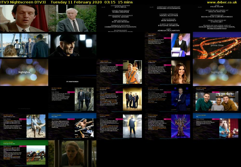 ITV3 Nightscreen (ITV3) Tuesday 11 February 2020 03:15 - 03:30