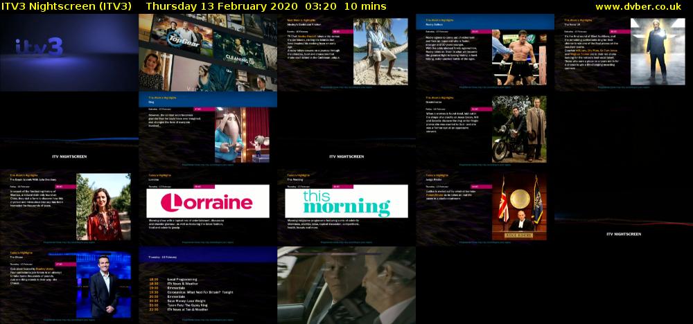 ITV3 Nightscreen (ITV3) Thursday 13 February 2020 03:20 - 03:30
