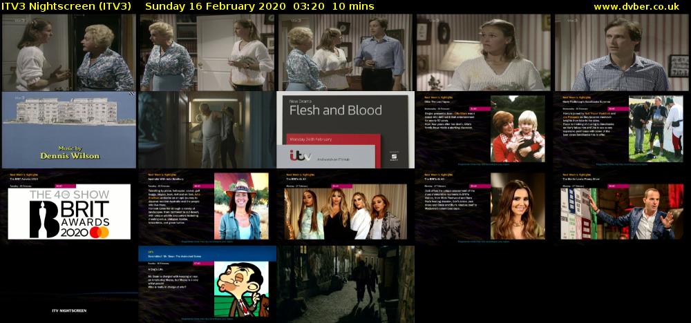 ITV3 Nightscreen (ITV3) Sunday 16 February 2020 03:20 - 03:30