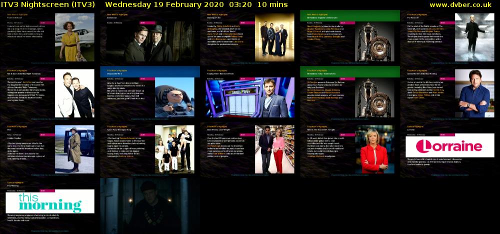 ITV3 Nightscreen (ITV3) Wednesday 19 February 2020 03:20 - 03:30