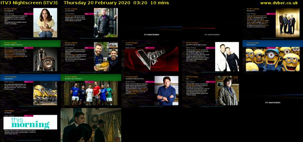 ITV3 Nightscreen (ITV3) Thursday 20 February 2020 03:20 - 03:30
