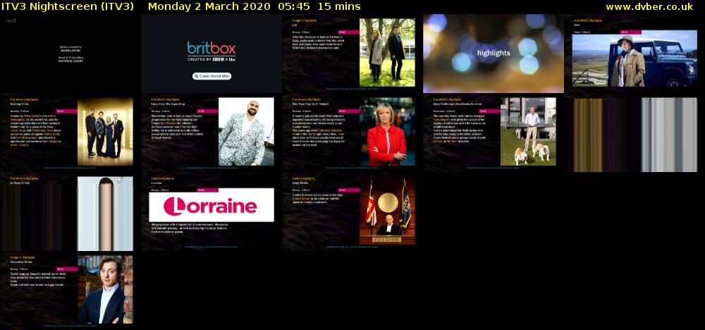 ITV3 Nightscreen (ITV3) Monday 2 March 2020 05:45 - 06:00
