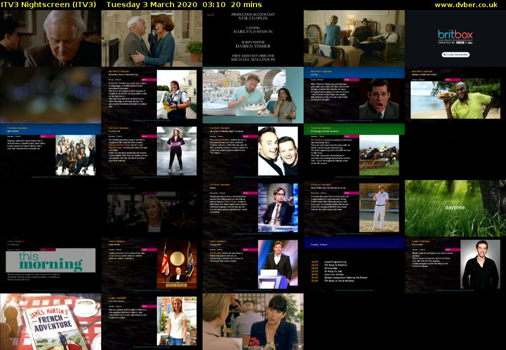 ITV3 Nightscreen (ITV3) Tuesday 3 March 2020 03:10 - 03:30