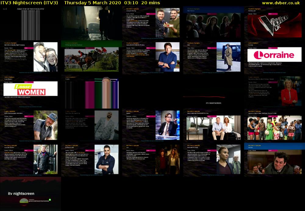ITV3 Nightscreen (ITV3) Thursday 5 March 2020 03:10 - 03:30