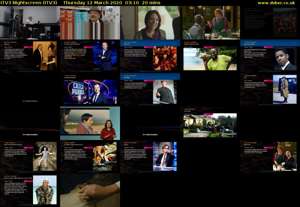 ITV3 Nightscreen (ITV3) Thursday 12 March 2020 03:10 - 03:30