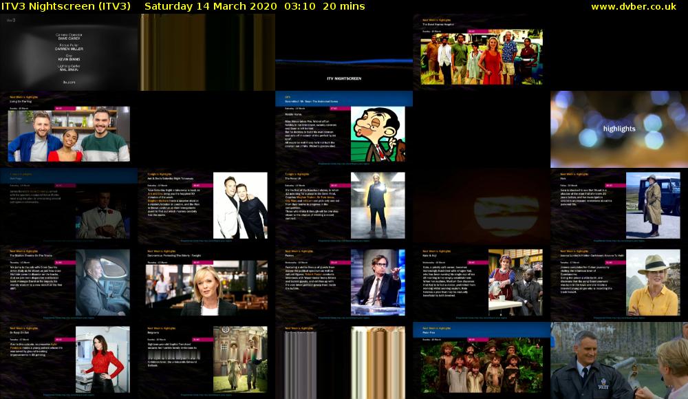 ITV3 Nightscreen (ITV3) Saturday 14 March 2020 03:10 - 03:30