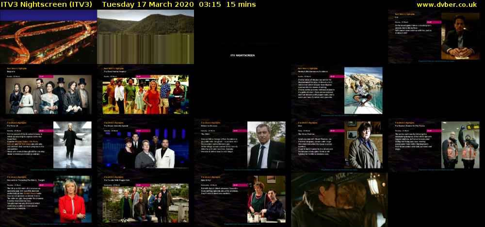 ITV3 Nightscreen (ITV3) Tuesday 17 March 2020 03:15 - 03:30