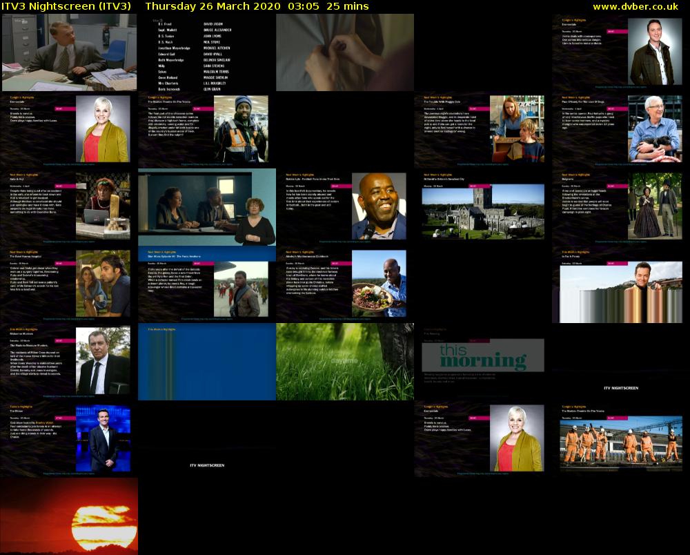 ITV3 Nightscreen (ITV3) Thursday 26 March 2020 03:05 - 03:30