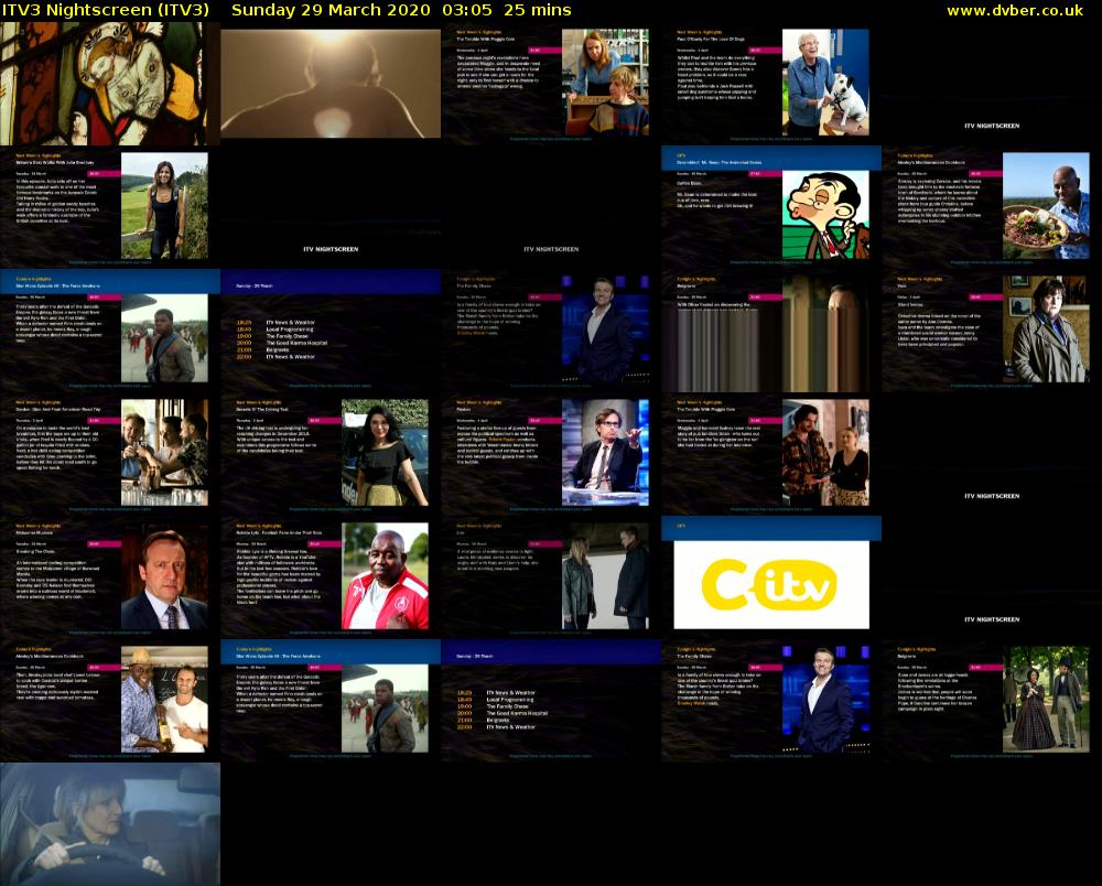 ITV3 Nightscreen (ITV3) Sunday 29 March 2020 03:05 - 03:30