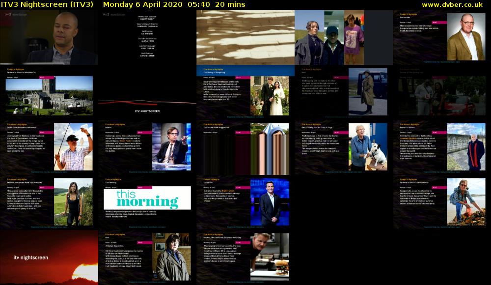 ITV3 Nightscreen (ITV3) Monday 6 April 2020 05:40 - 06:00