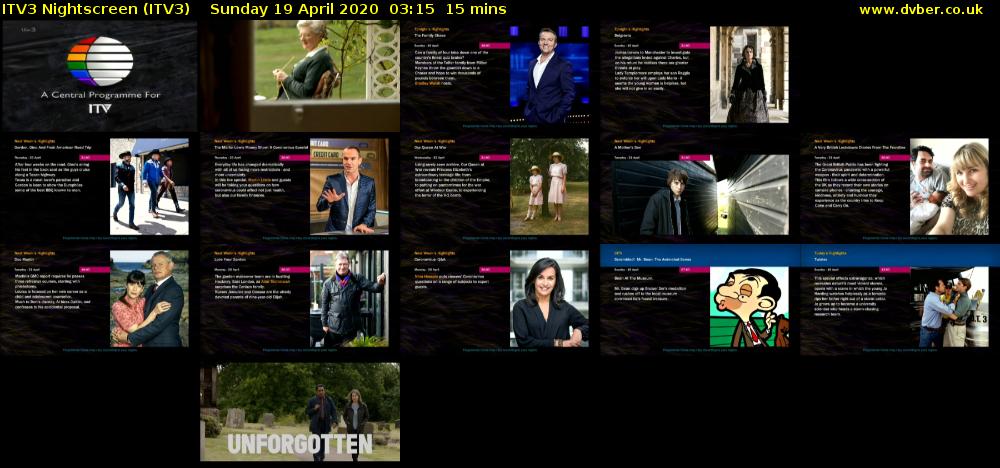 ITV3 Nightscreen (ITV3) Sunday 19 April 2020 03:15 - 03:30
