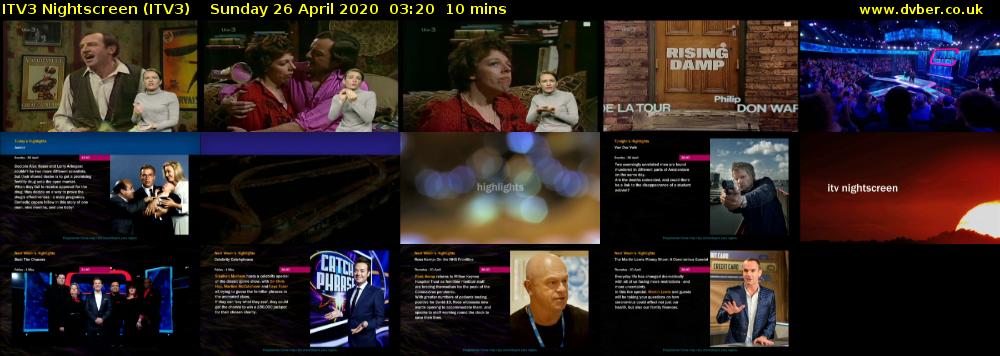 ITV3 Nightscreen (ITV3) Sunday 26 April 2020 03:20 - 03:30