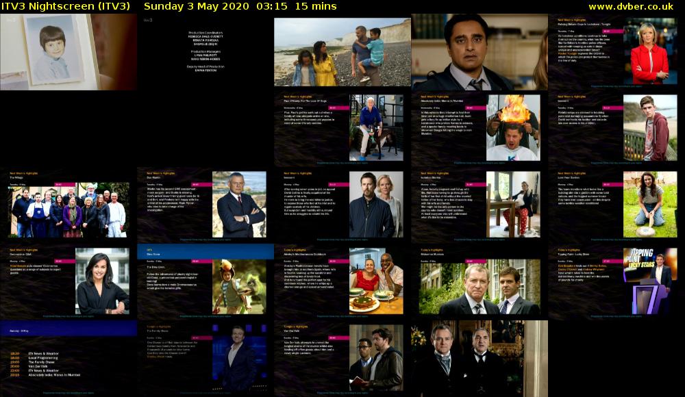 ITV3 Nightscreen (ITV3) Sunday 3 May 2020 03:15 - 03:30