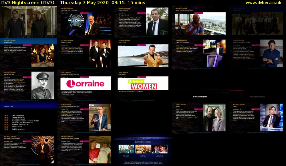 ITV3 Nightscreen (ITV3) Thursday 7 May 2020 03:15 - 03:30