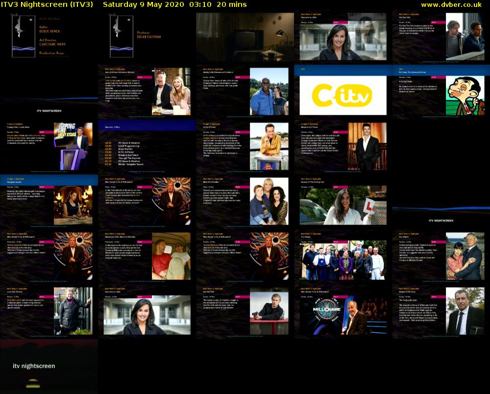 ITV3 Nightscreen (ITV3) Saturday 9 May 2020 03:10 - 03:30