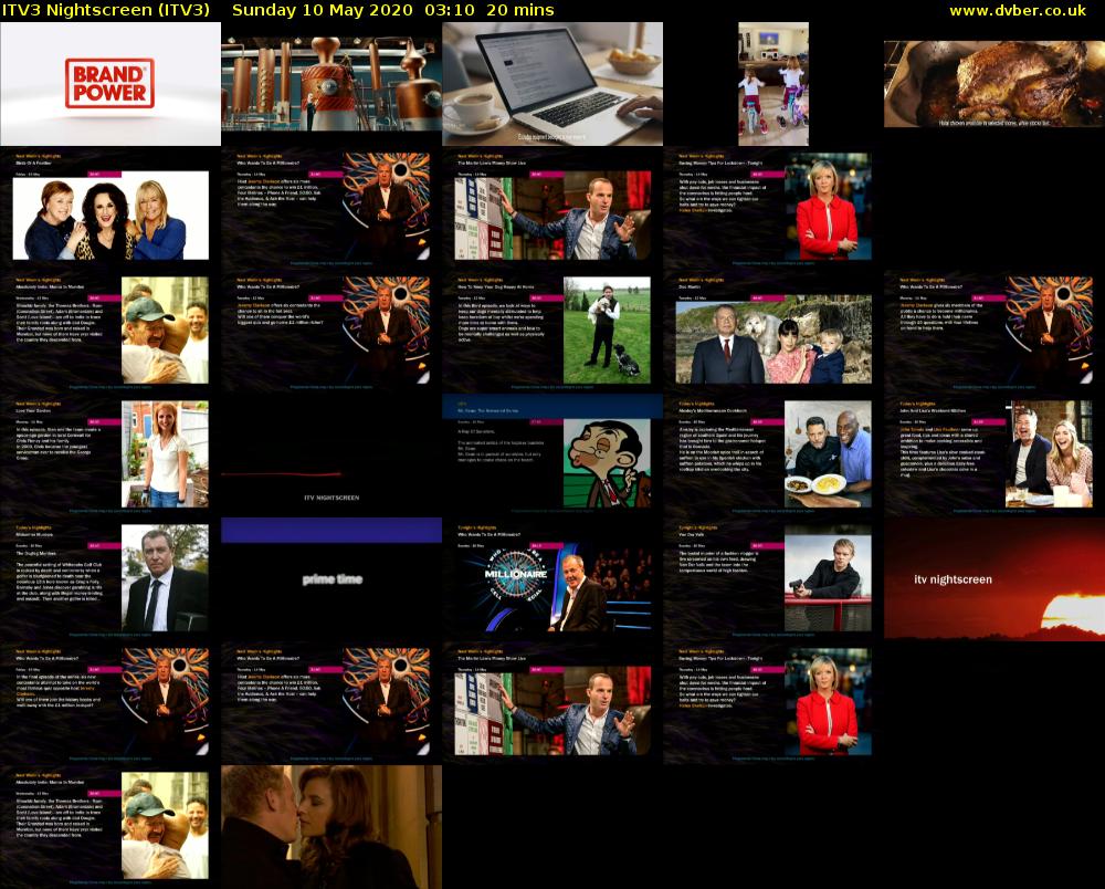 ITV3 Nightscreen (ITV3) Sunday 10 May 2020 03:10 - 03:30