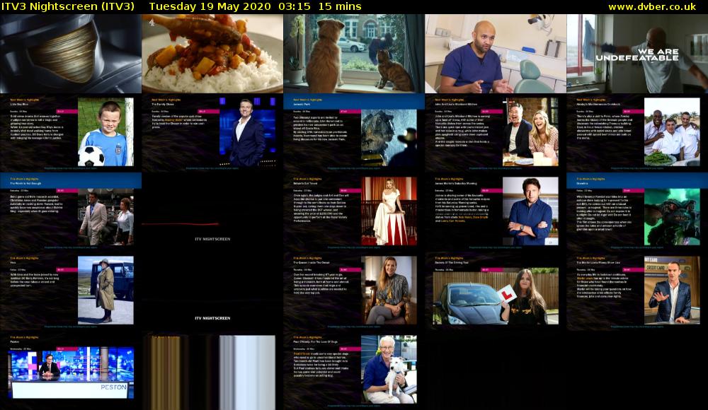 ITV3 Nightscreen (ITV3) Tuesday 19 May 2020 03:15 - 03:30