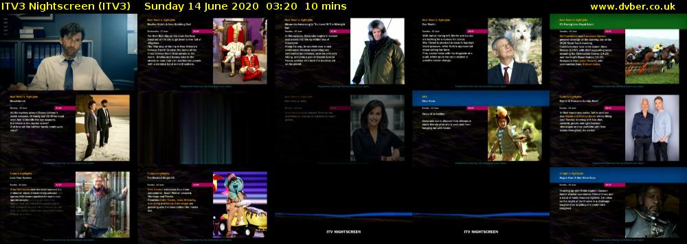 ITV3 Nightscreen (ITV3) Sunday 14 June 2020 03:20 - 03:30