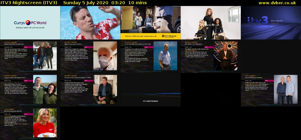 ITV3 Nightscreen (ITV3) Sunday 5 July 2020 03:20 - 03:30