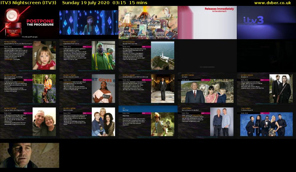 ITV3 Nightscreen (ITV3) Sunday 19 July 2020 03:15 - 03:30