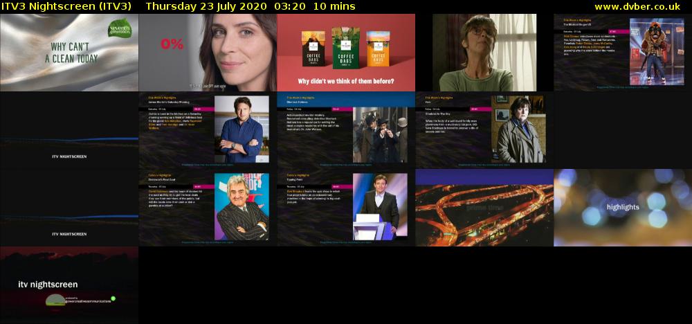 ITV3 Nightscreen (ITV3) Thursday 23 July 2020 03:20 - 03:30