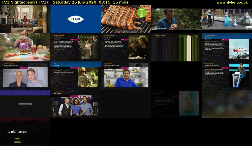 ITV3 Nightscreen (ITV3) Saturday 25 July 2020 03:15 - 03:30