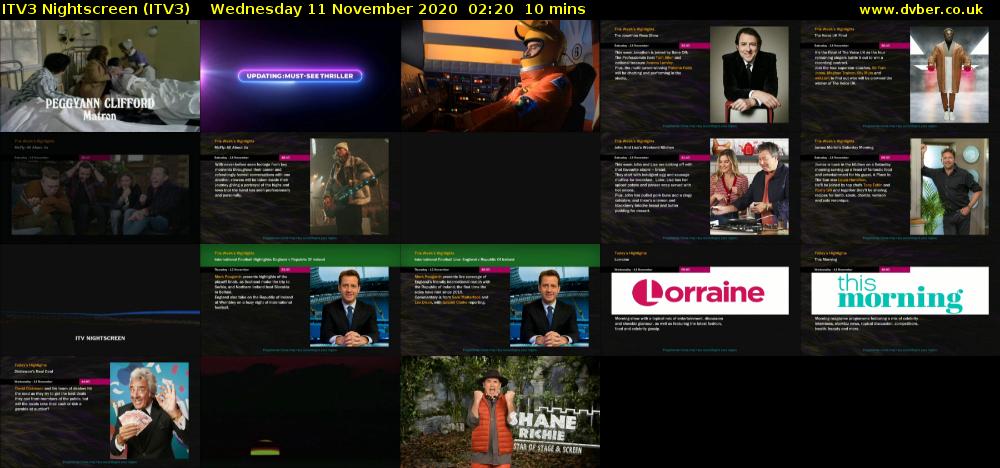 ITV3 Nightscreen (ITV3) Wednesday 11 November 2020 02:20 - 02:30