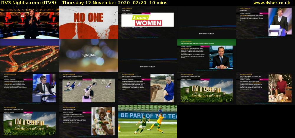 ITV3 Nightscreen (ITV3) Thursday 12 November 2020 02:20 - 02:30