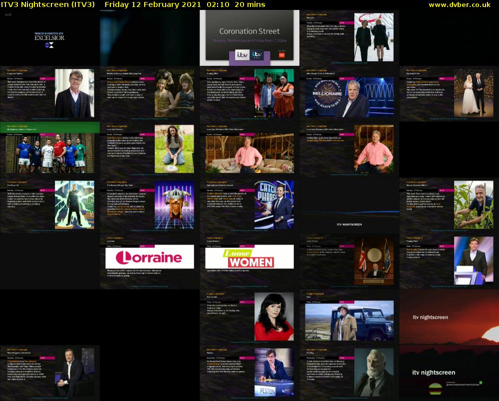ITV3 Nightscreen (ITV3) Friday 12 February 2021 02:10 - 02:30