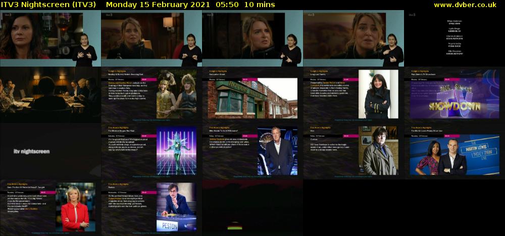ITV3 Nightscreen (ITV3) Monday 15 February 2021 05:50 - 06:00