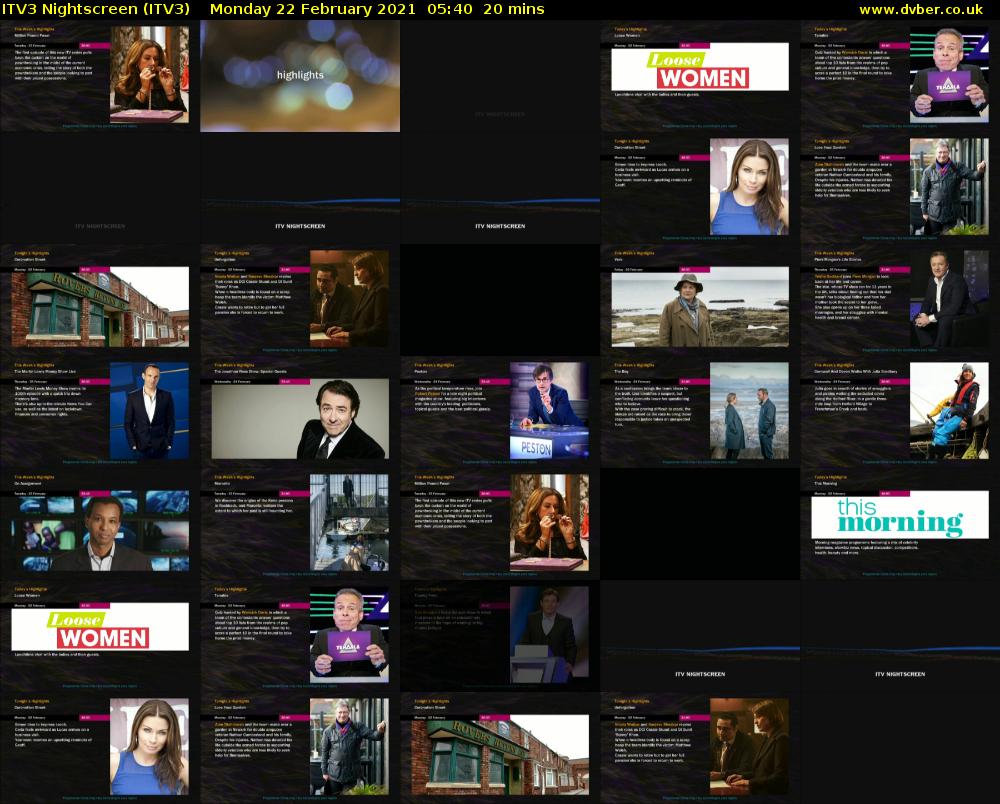 ITV3 Nightscreen (ITV3) Monday 22 February 2021 05:40 - 06:00