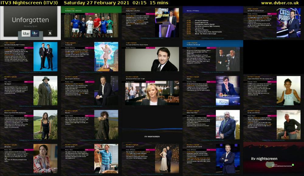 ITV3 Nightscreen (ITV3) Saturday 27 February 2021 02:15 - 02:30